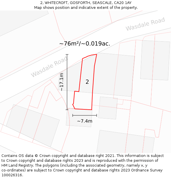 2, WHITECROFT, GOSFORTH, SEASCALE, CA20 1AY: Plot and title map