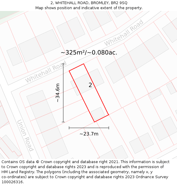 2, WHITEHALL ROAD, BROMLEY, BR2 9SQ: Plot and title map