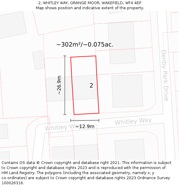 2, WHITLEY WAY, GRANGE MOOR, WAKEFIELD, WF4 4EP: Plot and title map