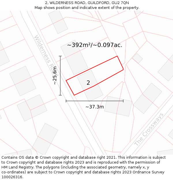 2, WILDERNESS ROAD, GUILDFORD, GU2 7QN: Plot and title map