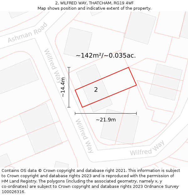 2, WILFRED WAY, THATCHAM, RG19 4WF: Plot and title map