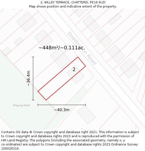 2, WILLEY TERRACE, CHATTERIS, PE16 6UD: Plot and title map
