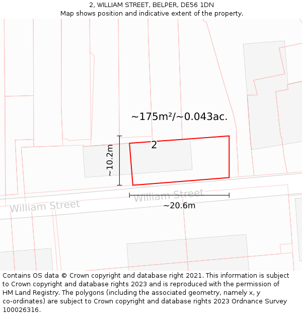 2, WILLIAM STREET, BELPER, DE56 1DN: Plot and title map