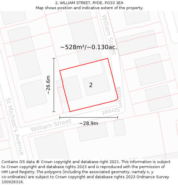 2, WILLIAM STREET, RYDE, PO33 3EA: Plot and title map
