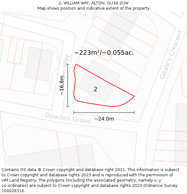 2, WILLIAM WAY, ALTON, GU34 2UW: Plot and title map