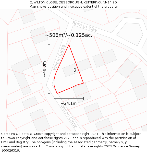 2, WILTON CLOSE, DESBOROUGH, KETTERING, NN14 2QJ: Plot and title map
