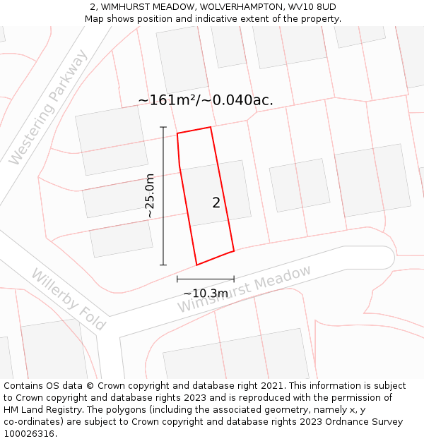 2, WIMHURST MEADOW, WOLVERHAMPTON, WV10 8UD: Plot and title map