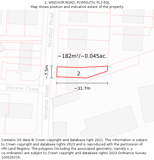 2, WINDSOR ROAD, PLYMOUTH, PL3 6QL: Plot and title map