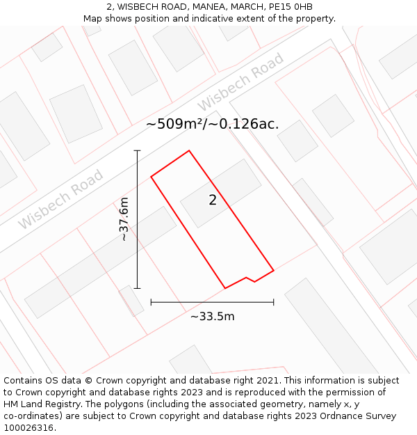 2, WISBECH ROAD, MANEA, MARCH, PE15 0HB: Plot and title map