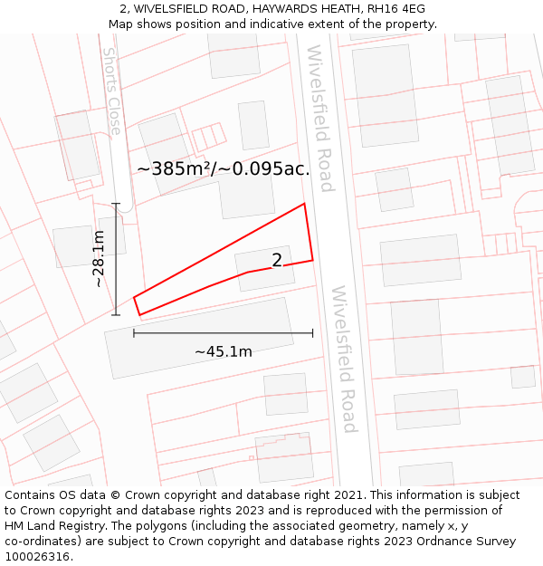 2, WIVELSFIELD ROAD, HAYWARDS HEATH, RH16 4EG: Plot and title map