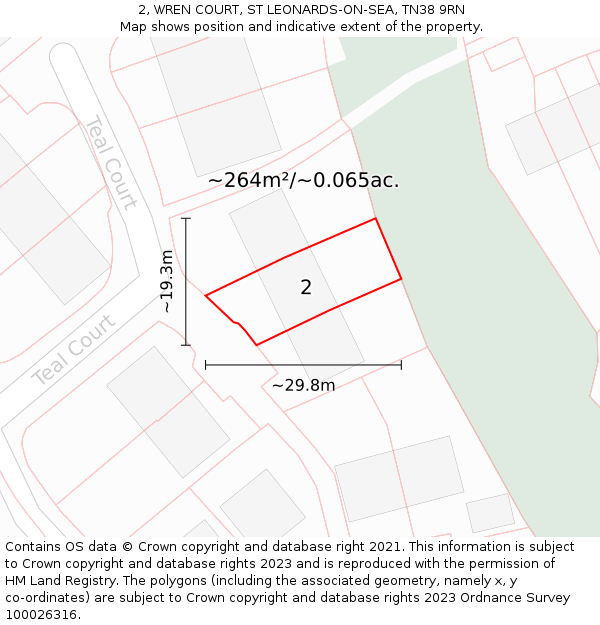 2, WREN COURT, ST LEONARDS-ON-SEA, TN38 9RN: Plot and title map