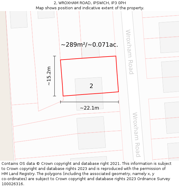 2, WROXHAM ROAD, IPSWICH, IP3 0PH: Plot and title map