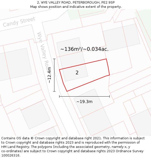 2, WYE VALLEY ROAD, PETERBOROUGH, PE2 9SP: Plot and title map