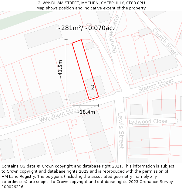 2, WYNDHAM STREET, MACHEN, CAERPHILLY, CF83 8PU: Plot and title map