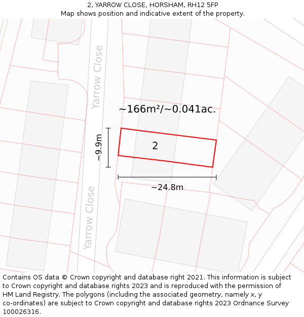 2, YARROW CLOSE, HORSHAM, RH12 5FP: Plot and title map