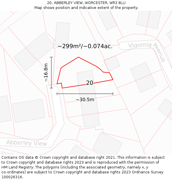 20, ABBERLEY VIEW, WORCESTER, WR3 8LU: Plot and title map