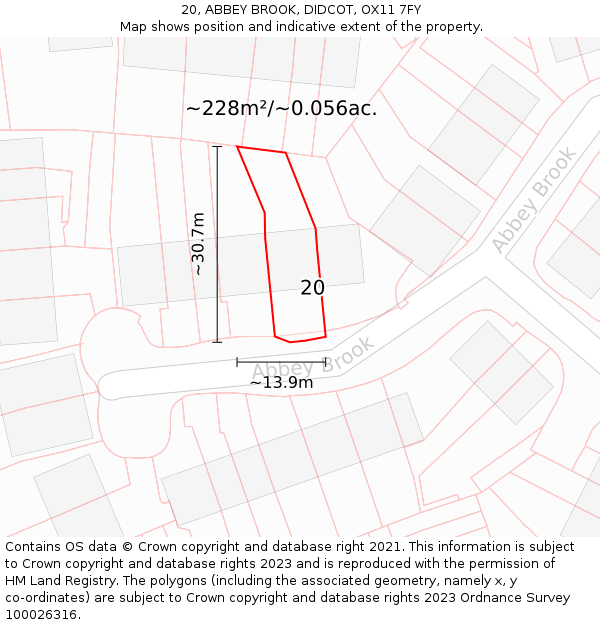 20, ABBEY BROOK, DIDCOT, OX11 7FY: Plot and title map