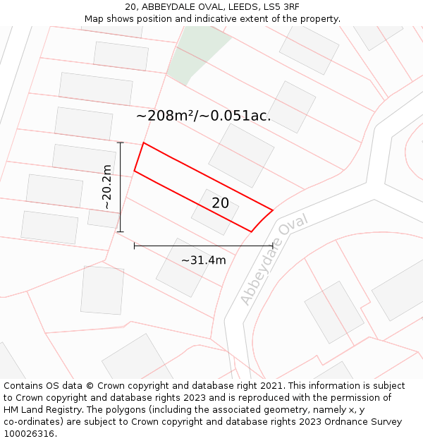 20, ABBEYDALE OVAL, LEEDS, LS5 3RF: Plot and title map