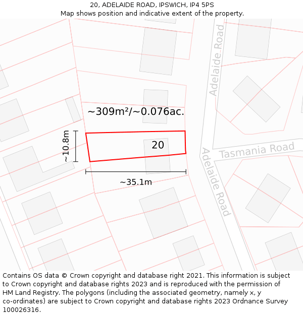 20, ADELAIDE ROAD, IPSWICH, IP4 5PS: Plot and title map