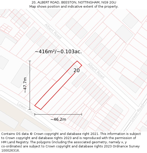 20, ALBERT ROAD, BEESTON, NOTTINGHAM, NG9 2GU: Plot and title map