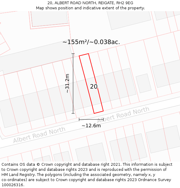20, ALBERT ROAD NORTH, REIGATE, RH2 9EG: Plot and title map