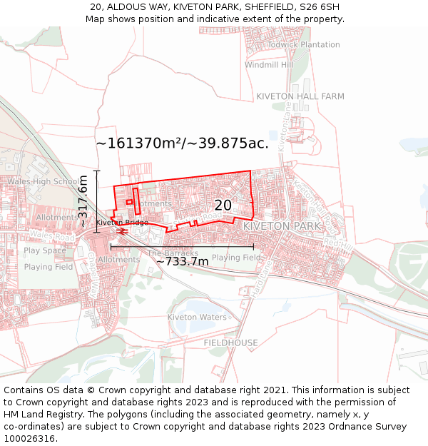 20, ALDOUS WAY, KIVETON PARK, SHEFFIELD, S26 6SH: Plot and title map