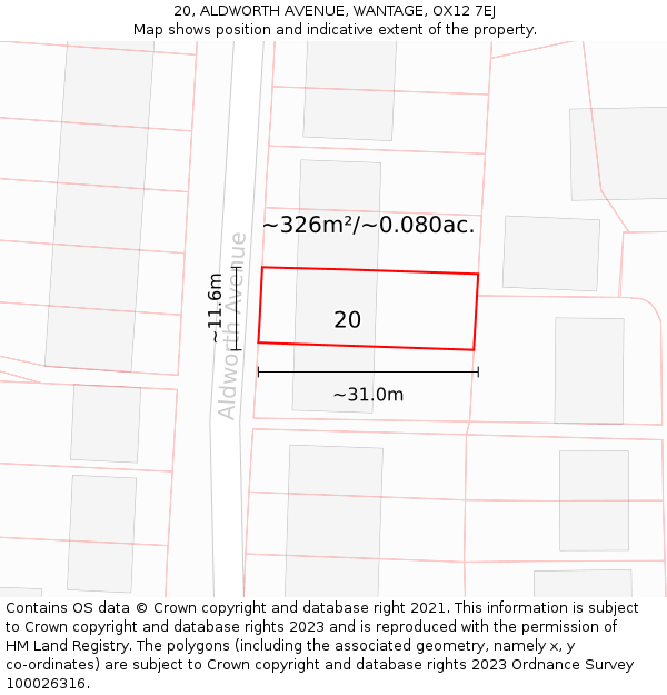 20, ALDWORTH AVENUE, WANTAGE, OX12 7EJ: Plot and title map