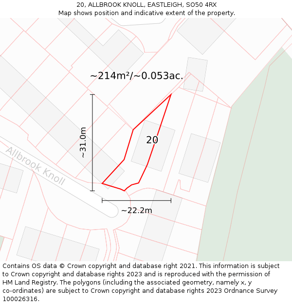 20, ALLBROOK KNOLL, EASTLEIGH, SO50 4RX: Plot and title map