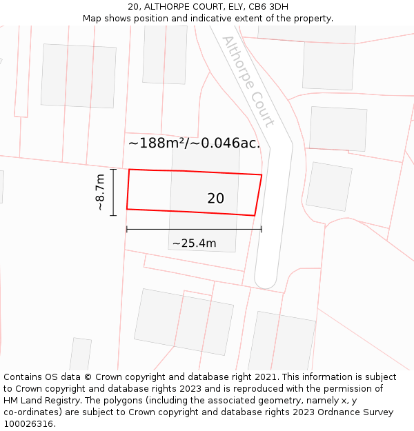 20, ALTHORPE COURT, ELY, CB6 3DH: Plot and title map