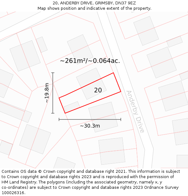 20, ANDERBY DRIVE, GRIMSBY, DN37 9EZ: Plot and title map