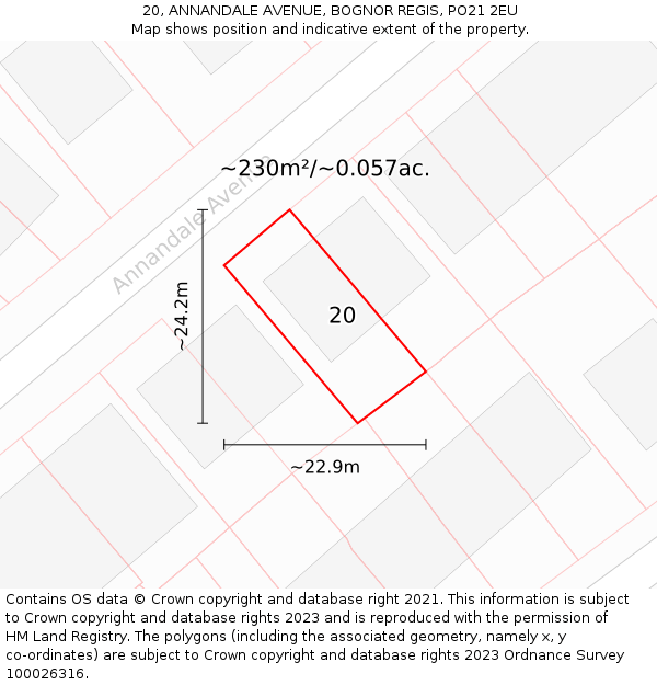 20, ANNANDALE AVENUE, BOGNOR REGIS, PO21 2EU: Plot and title map