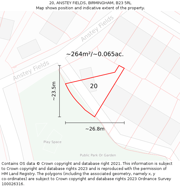 20, ANSTEY FIELDS, BIRMINGHAM, B23 5RL: Plot and title map