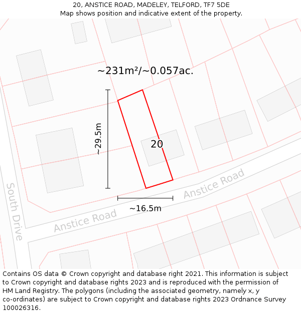 20, ANSTICE ROAD, MADELEY, TELFORD, TF7 5DE: Plot and title map