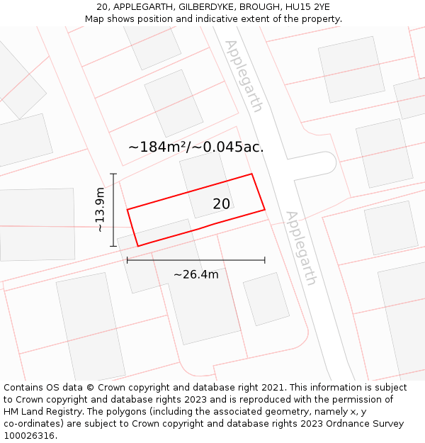 20, APPLEGARTH, GILBERDYKE, BROUGH, HU15 2YE: Plot and title map
