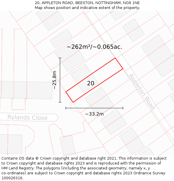 20, APPLETON ROAD, BEESTON, NOTTINGHAM, NG9 1NE: Plot and title map