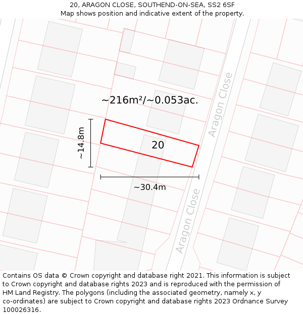 20, ARAGON CLOSE, SOUTHEND-ON-SEA, SS2 6SF: Plot and title map
