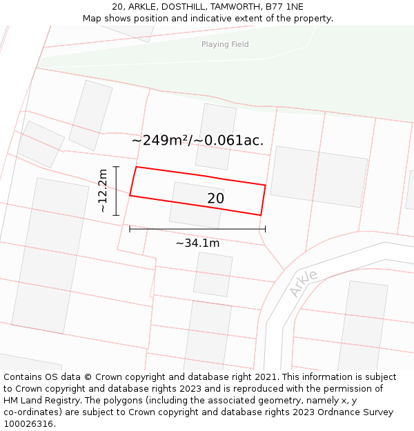 20, ARKLE, DOSTHILL, TAMWORTH, B77 1NE: Plot and title map