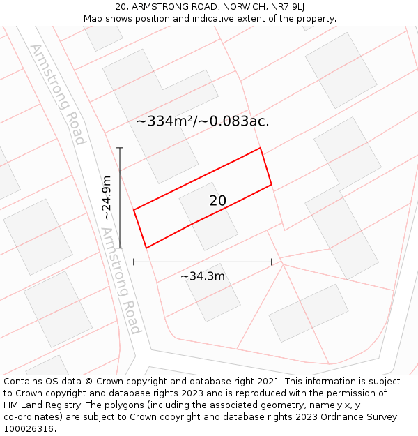 20, ARMSTRONG ROAD, NORWICH, NR7 9LJ: Plot and title map