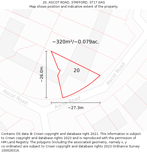20, ASCOT ROAD, STAFFORD, ST17 0AG: Plot and title map