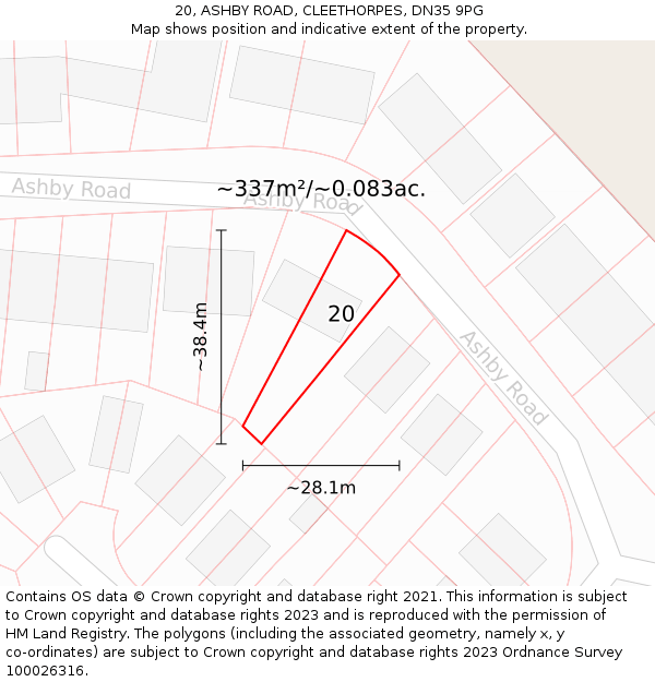 20, ASHBY ROAD, CLEETHORPES, DN35 9PG: Plot and title map