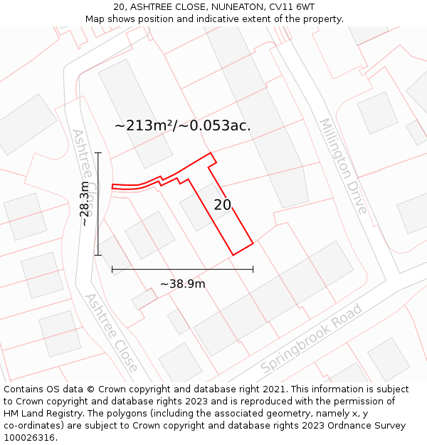 20, ASHTREE CLOSE, NUNEATON, CV11 6WT: Plot and title map