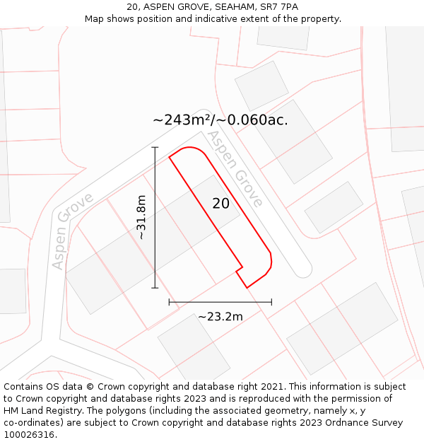 20, ASPEN GROVE, SEAHAM, SR7 7PA: Plot and title map