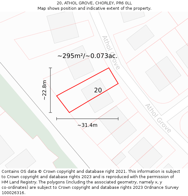 20, ATHOL GROVE, CHORLEY, PR6 0LL: Plot and title map