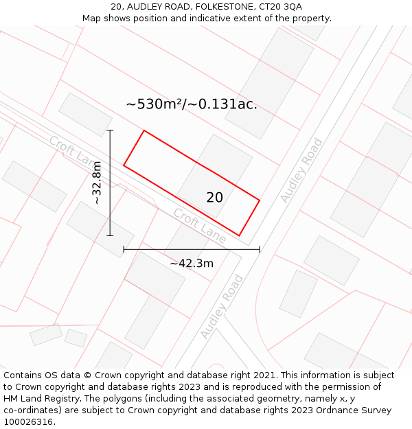 20, AUDLEY ROAD, FOLKESTONE, CT20 3QA: Plot and title map