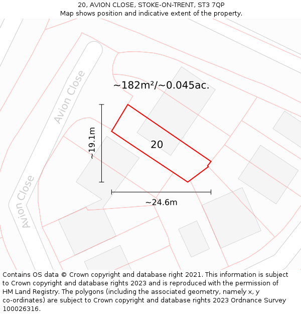 20, AVION CLOSE, STOKE-ON-TRENT, ST3 7QP: Plot and title map