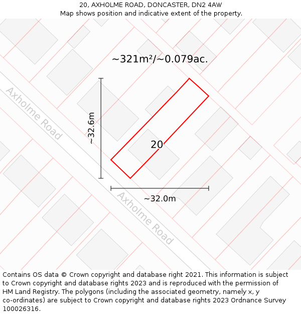 20, AXHOLME ROAD, DONCASTER, DN2 4AW: Plot and title map