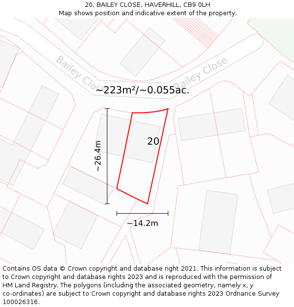 20, BAILEY CLOSE, HAVERHILL, CB9 0LH: Plot and title map
