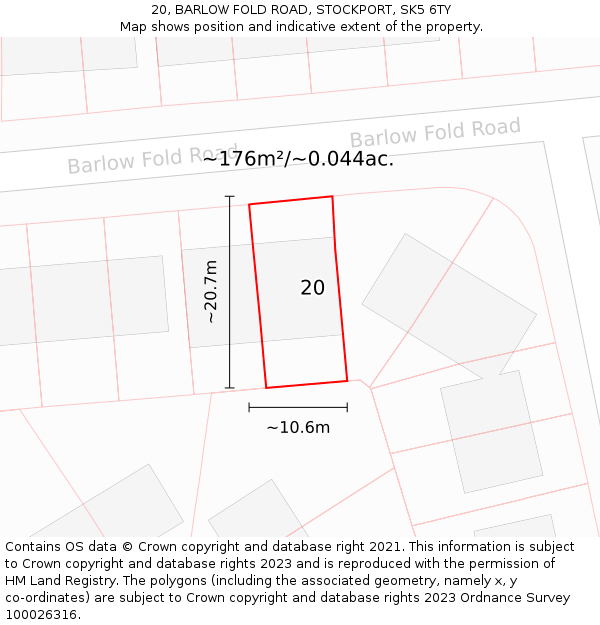 20, BARLOW FOLD ROAD, STOCKPORT, SK5 6TY: Plot and title map