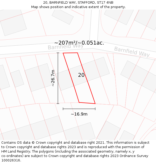 20, BARNFIELD WAY, STAFFORD, ST17 4NB: Plot and title map