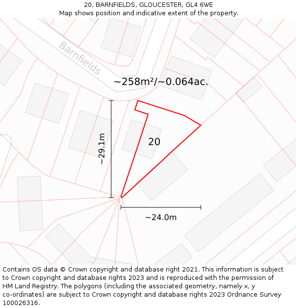 20, BARNFIELDS, GLOUCESTER, GL4 6WE: Plot and title map